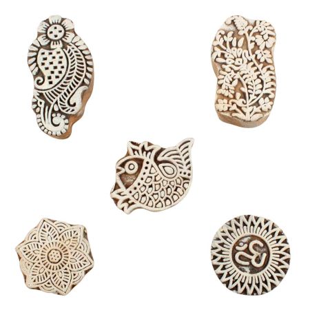 Set of 5 Piece New Wooden Printing Block